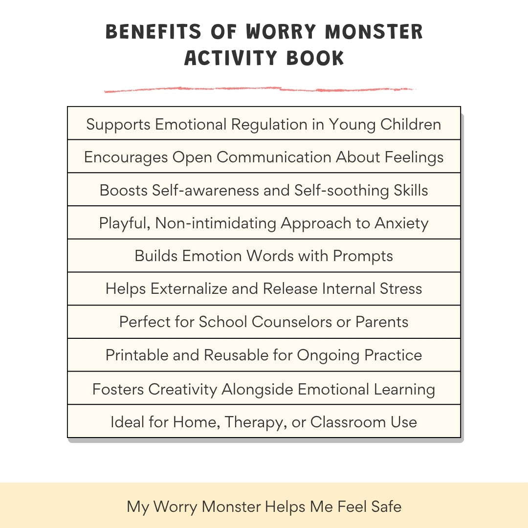 Worry Monster Activity Workbook for Kids – Turn Big Worries Into Small Steps | 30+ Printable Pages to Support Emotional Regulation
