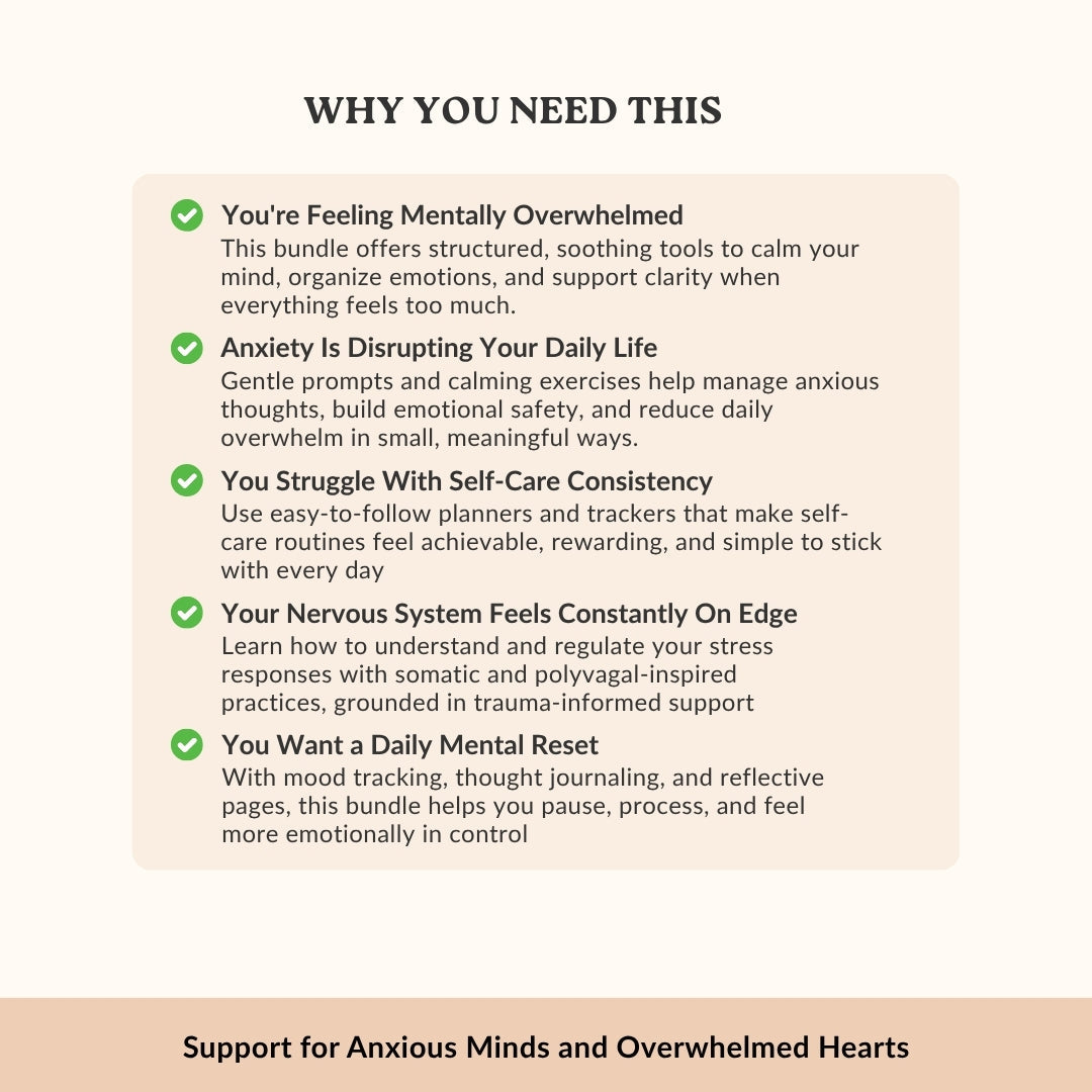 The Mental Clarity & Self-Care Bundle β 5 Therapist Tools for Focus, Calm, and Inner Balance