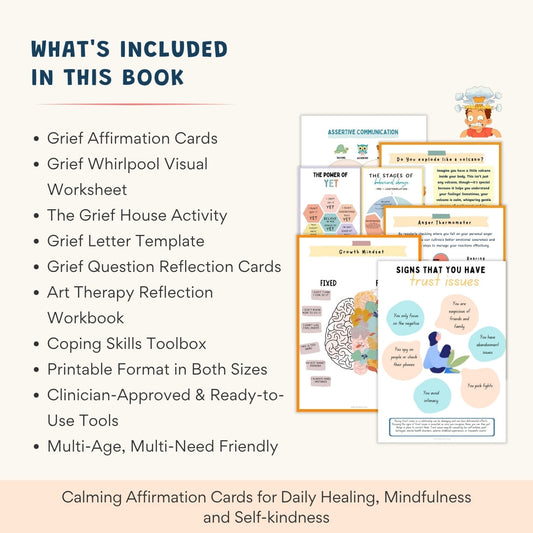 Grief and Loss Therapy Workbook Bundle – 140+ Pages of Healing Tools for Kids, Teens & Adults